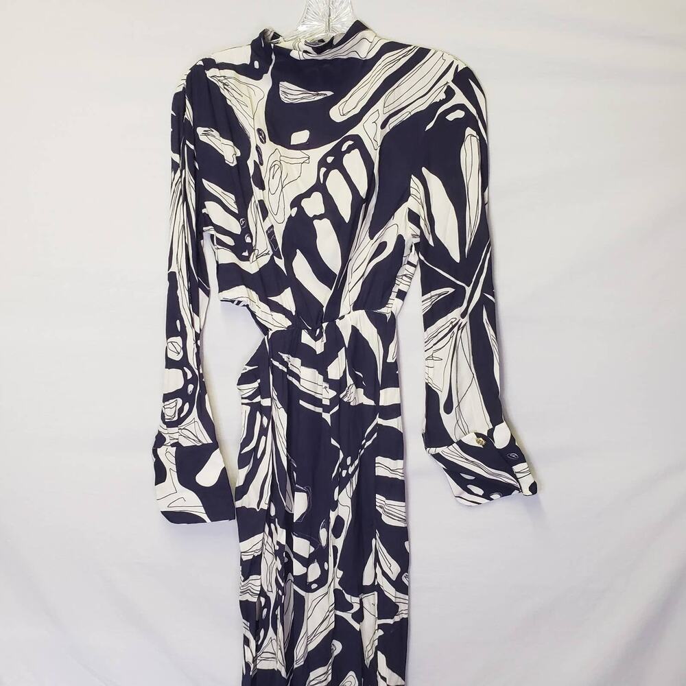 ZARA Printed Cut-out Long Sleeve Midi Dress Butterfly Print Purple XS - Picture 6 of 10